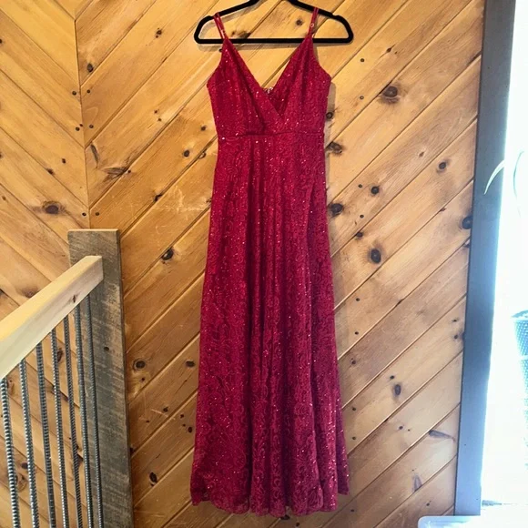 Lulus Endless Enchantment Red Sequin Lace Maxi Dress - Picture 5 of 12